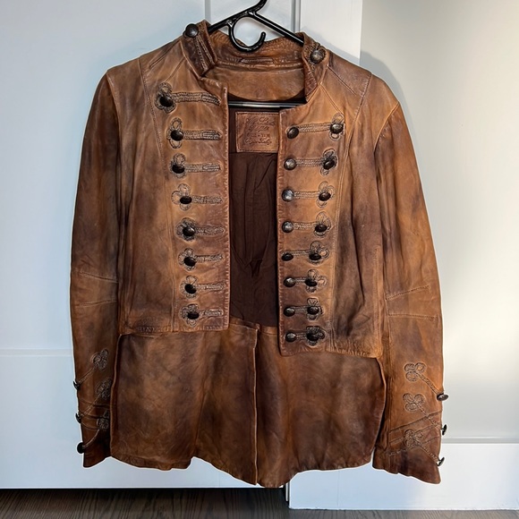 All Saints Jackets & Coats Military Style Brown Leather Jacket